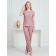 thumbnail image 2 of Conjunto 2 Piezas, Blusa Manga Corta y Pantalón Recto con Abertura, Estilo Elegante y Moderno para Mujer, 2 of 5