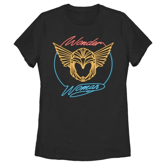 Women's Wonder Woman 1984 Golden Neon Helmet  Graphic Tee Black Medium