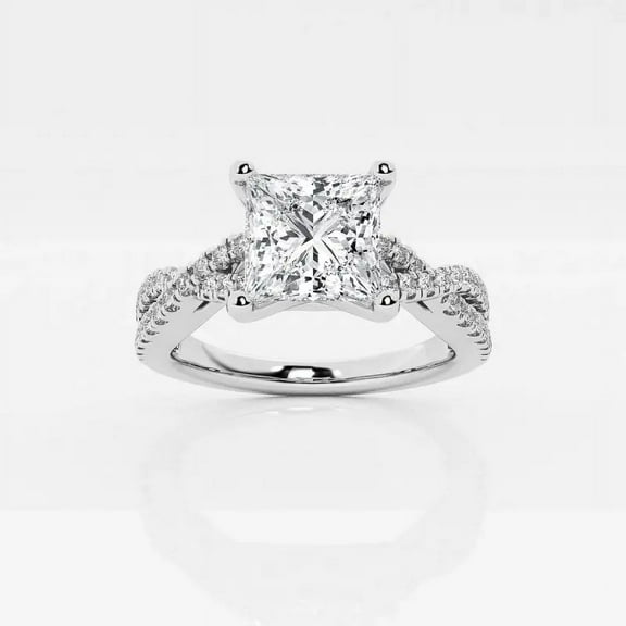 Zoya Jewel 1.8 Ct Princess Cut Lab-Created Simulated Diamond Ring – Infinity Twisted Engagement Design – 14K White Gold Plated – Birthday Gift Jewelry