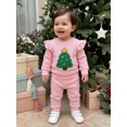 thumbnail image 6 of RUINIXCW Toddler Girl Christmas Outfit Ruffle Long Sleeve Striped Sweatshirt Pants, 6 of 8