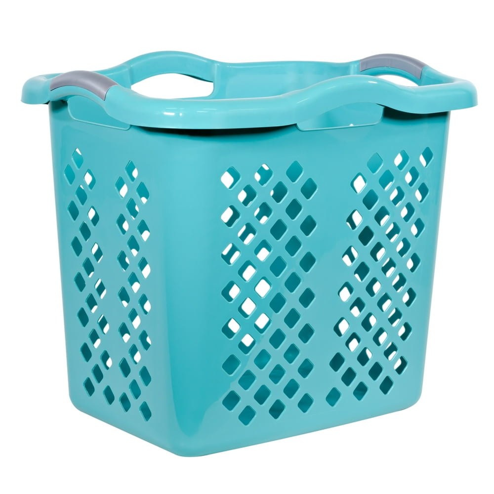 THE LAMPER Laundry Basket/Hamper Hybrid, Teal Splash with Silver Hail