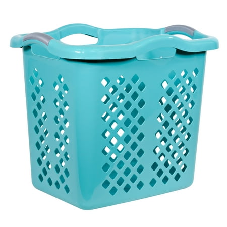 Home Logic 2 Bushel Lamper Laundry Basket with Silver Handles, Teal