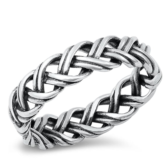 Vintage Oxidized Braided Wholesale Ring .925 Sterling Silver Band Jewelry Female Male Unisex Size 6