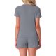 thumbnail image 3 of Conjunto de pijama para mujer INSPIRE CHIC de 2 piezas con camiseta de manga corta y pantalones cortos con volantes, con bolsillo, XS, gris, 3 of 6