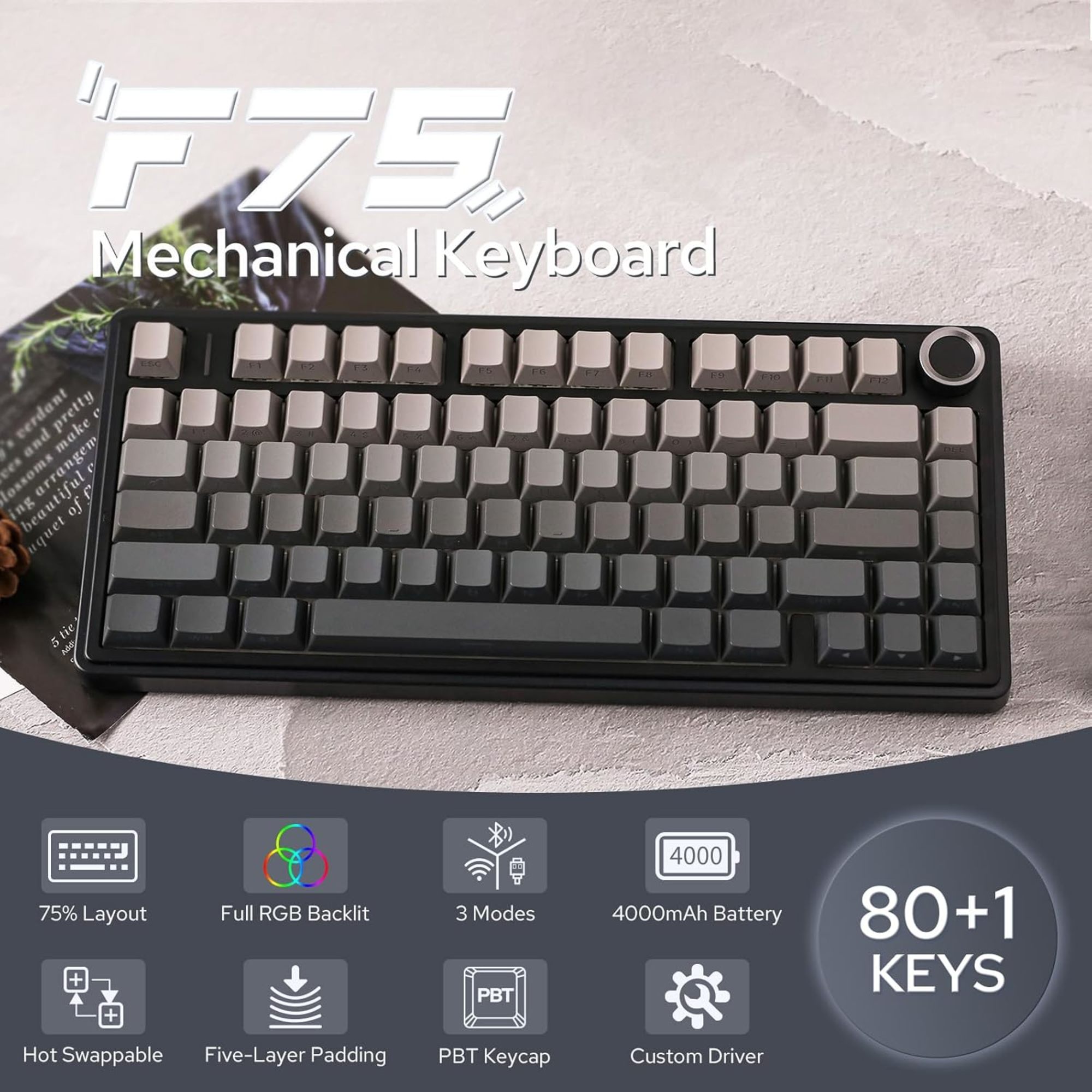 AULA F75 Pro Wireless Mechanical Gaming Keyboard 75% photo 4