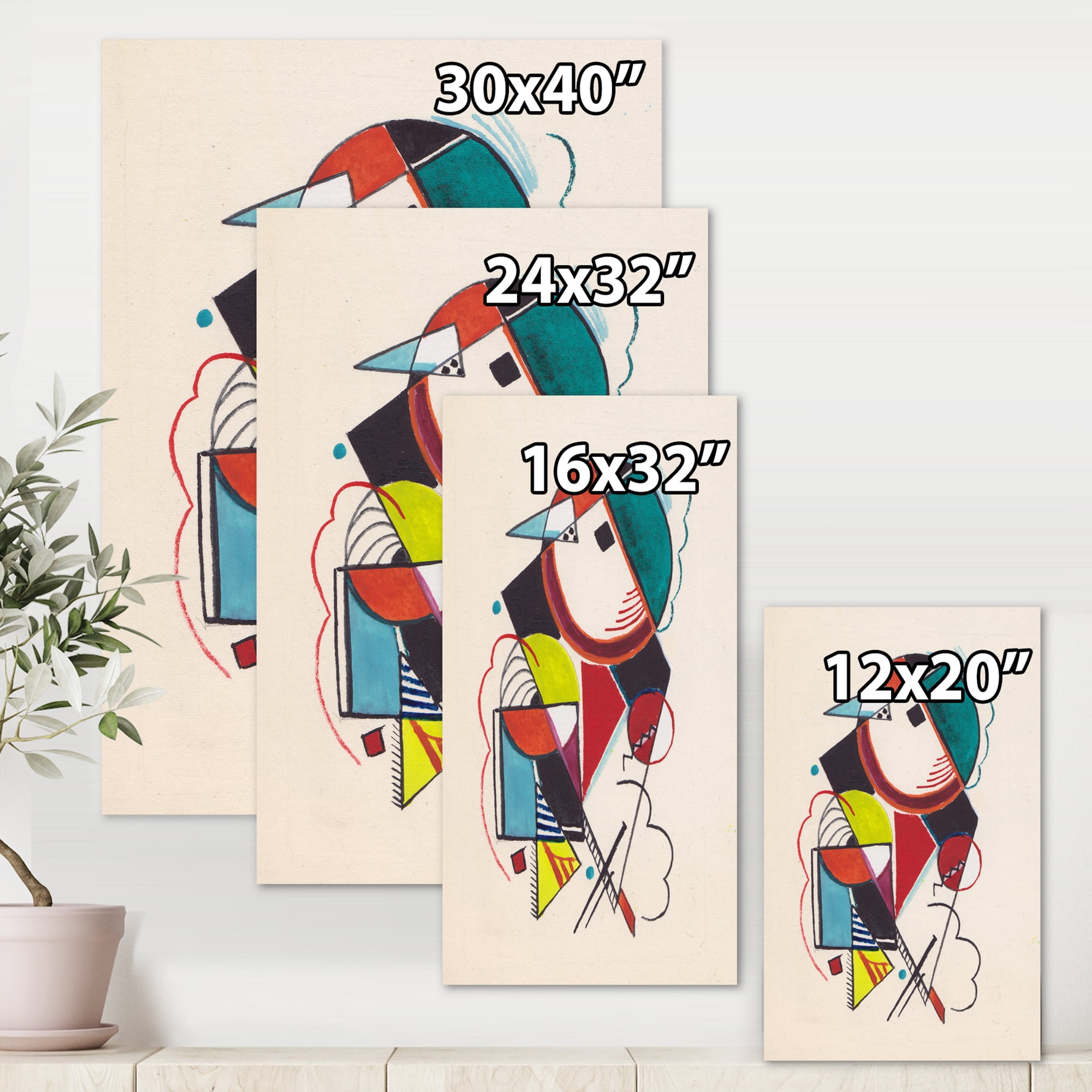 Designart ' Abstract Compositions Of Colored Geometric II ' Modern Canvas Wall Art Print