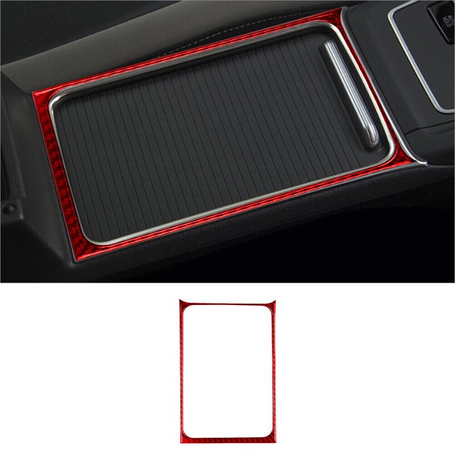 Real Bright Soft Car Interior Carbon Fiber Sticker DecorationRed Carbon Fiber Center Cupholder Frame Cover For Volkswagen Golf 2021Auto Car Protection Interior Accessories