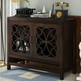 thumbnail image 2 of Accent Cabinet with 2 Glass Doors, Modern Console Table, Wooden Accent Cabinet with Adjustable Shelves, Storage Cabinet for Living Room Dining Room Entryway Hallway, 39.4"L x 15.7"W x 31.5"H, Brown, 2 of 10