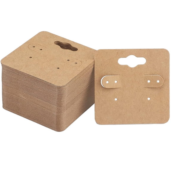200pcs Earrings Display Card 2X2 Inch Brown Earring Hanging Cards Jewelry Holders with 6 Holes Blank Kraft Paper Jewelry DIY Crafts