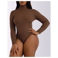 thumbnail image 5 of Tummy Control Shapewear for Women Seamless Long Sleeve Bodysuit Shapewear Brown XL, 5 of 10