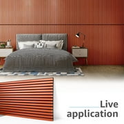 Art3d 3D Fluted Acoustic Wood Wall Panels, Cherry, 23.6'' x 47.2'', MDF, 4-Piece