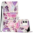 thumbnail image 2 of Allytechgroup Pattern Wallet Flip Case for iPhone 11, Premium PU Leather Kickstand Card Slots Cover Case with Wrist Strap Magnetic Clasp Shockproof Anti-Scratch Case, Purple Flower, 2 of 8