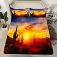 thumbnail image 7 of Manfei Western Cactus Bed Sheets Set King Size, Nature Sunset Bed Sheets King, Adult Female Male Bedding King Size, Ultra Soft Room Decoration, 4pcs, 7 of 7