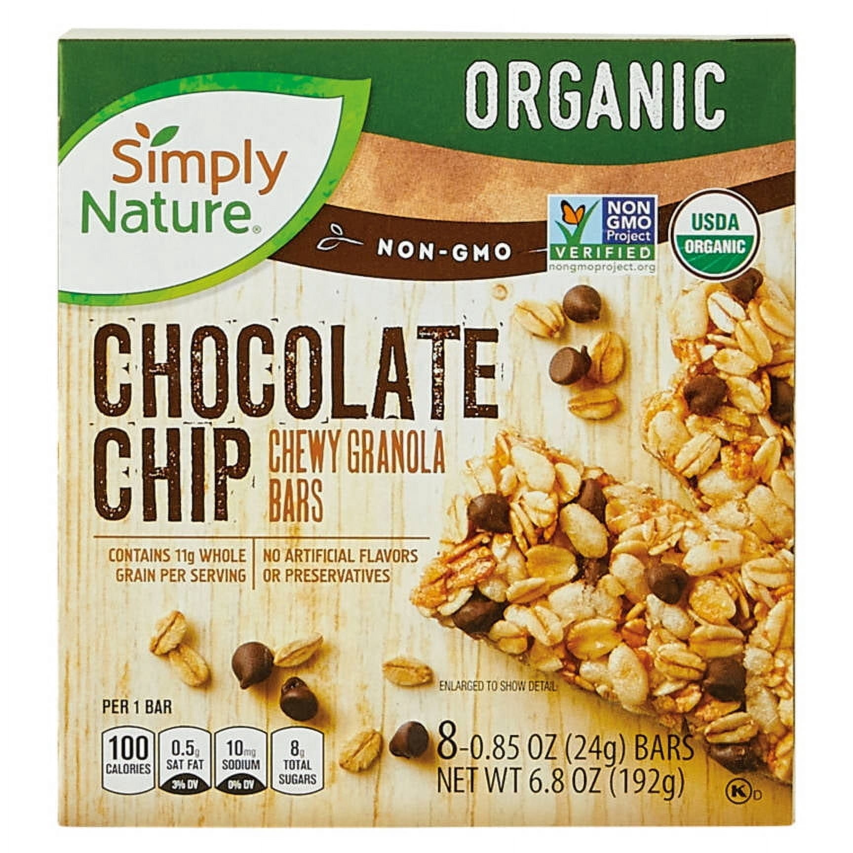 Organic Chocolate Chip Chewy Granola Bars, 8 count- Pack of 5