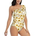 thumbnail image 3 of Gaeub Shiba Inu Dog and Sunflower Women's One Shoulder Ruffle Tummy Control Swimwear for Swimming Surfing Beach Party - Medium, 3 of 8