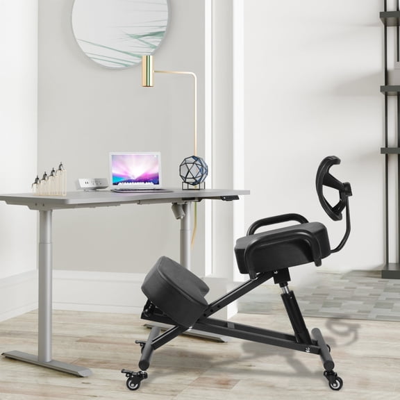 Cross Legged Office Chair, Ergonomic Cloud Criss Cross Desk Chair, Meditation Chair with Wheels, Height Adjustable Seat for ADHD, Wide Kneeling Chair with Back Support
