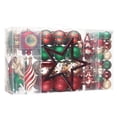 thumbnail image 6 of Alluring Large Christmas Ornament Set, Unique Red Green and Gold Baubles, 92 Charms and Snow Covered Trees with Dark Red Tree Topper, 6 of 7