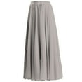 thumbnail image 2 of FAOWME Women's Skirt Elastic Waist Solid Color Chiffon Comfortable Fashion Maxi Skirts For Casual Daily Wear,Gy1,M, 2 of 8