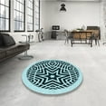 thumbnail image 4 of Ahgly Company Machine Washable Indoor Round Transitional Blue Jay Blue Area Rugs, 4' Round, 4 of 7