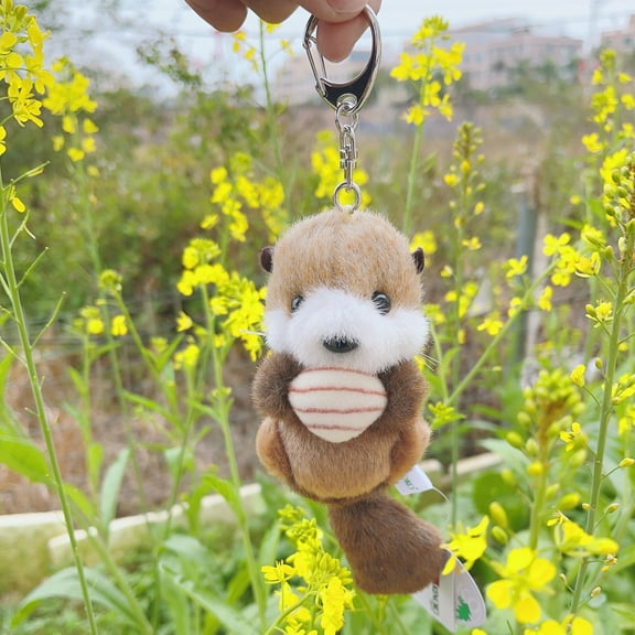 Cute Plush Light Brown Sea Otter Stuffed Animal Soft Keychain for Kids Bag, Purse, Backpack, Handbag
