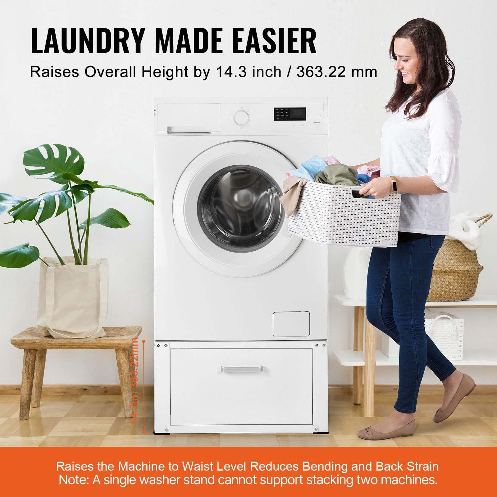 Laundry Pedestal 27" Wide 14.4" Height, Washer And Dryer Base Stand Platform Universal Fit 660lbs Capacity, Heavy Duty Multi-Functional Base for Washing Machine with Drawer & Rich Accessories