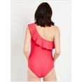 thumbnail image 4 of Motherhood Maternity Ruffle Front One Shoulder Maternity Swimsuit UPF 50+, 4 of 5
