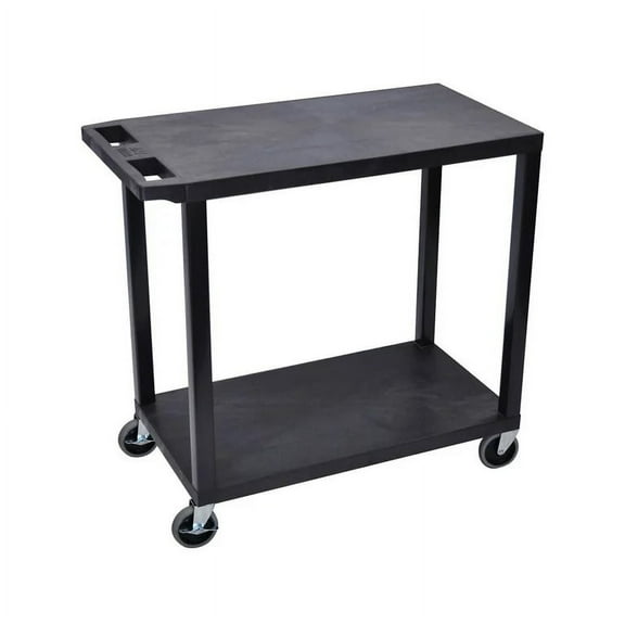 Luxor 18" x 32" Two Shelf Flat Utility Cart - Black
