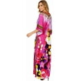 thumbnail image 2 of HAPPY BAY Women's Summer African Beach Maxi Plus Size Ethnic Print Caftan Casual Slit Dress Loungewear Dashiki Dresses for Women 2X-3X Rose, Blossom, 2 of 5