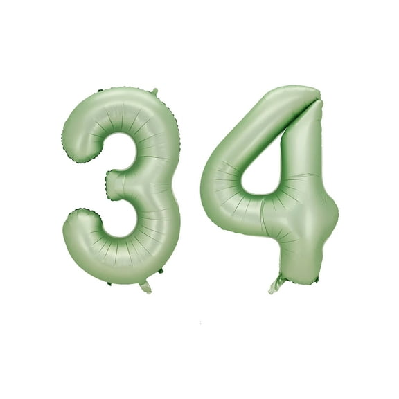 Number Thirty Four Balloon Pastel Sage Green Number 34 Balloon 32" Large Party Balloon Decoration