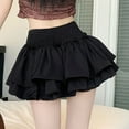 thumbnail image 6 of WRKEKC Mini Skirts for Women, Summer Skirts for Women, Women's Summer Casual Solid Color Tiered Elastic High Waist Pleated Cake Skirt, 6 of 8