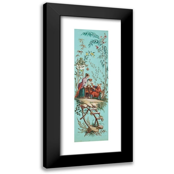 French School 7x14 Black Modern Framed Museum Art Print Titled - Rococo Chinoiserie (Late 18th - Early 19th Century)