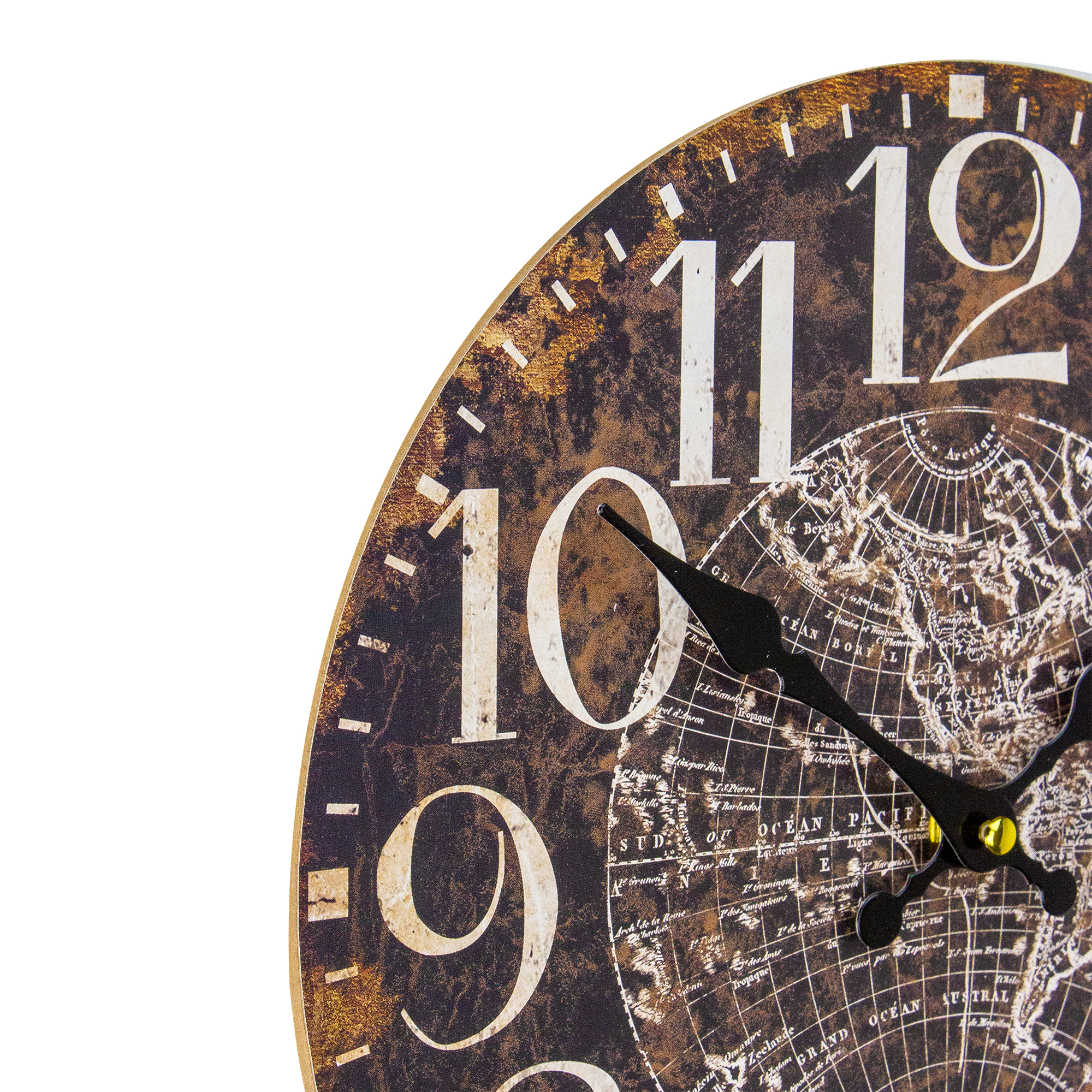 Northlight 12" Battery Operated Round Wall Clock with World Globe Design