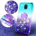 thumbnail image 2 of SOGA Cover Compatible for Samsung Galaxy J7 (2018) J737/J7 Star/J7 Refine/Galaxy J7V (2018) Case, Liquid Floating Quicksand Case with Diamond Metal Ring for Magnetic Car Mount (Aqua), 2 of 5