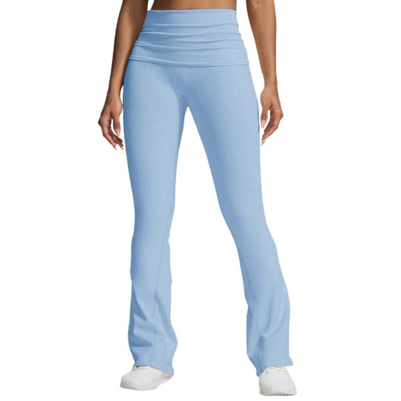 QHFBli Women Cotton Bootcut Wide Waist-Band Workout Bootleg Yoga Pants