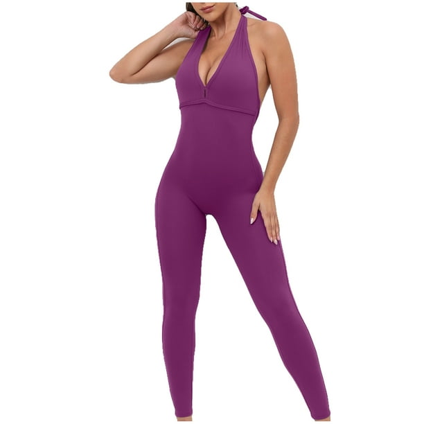 Full Length Leggings for Women One-piece Sport Yoga Jumpsuit Running  Fitness Workout Tight Pants Yoga Pants Women on Clearance 
