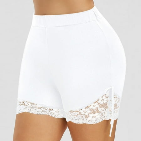 Weiqiqre Women Plus Size Basic Slip Bike Shorts Workout Leggings Yoga Shorts Pants Anti Chafing Shorts Underwear Seamless Under Dress Shorts Lace Boyshorts Panties
