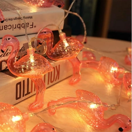 Ten Great String - Pink flamingo light string. Battery-Operated Flamingo String Light (10 LED light, Runs on 2 AA batteries);Total Length: 60