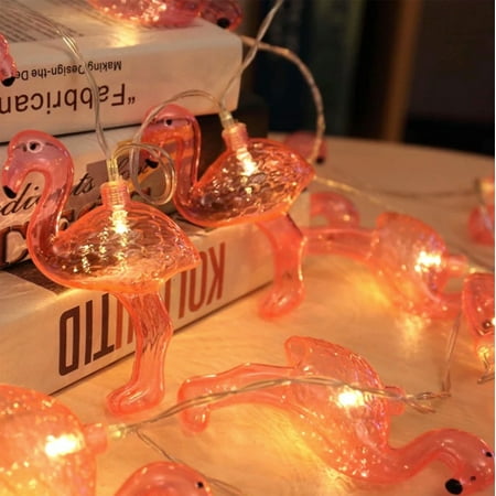 Pink flamingo light string. Battery-Operated Flamingo String Light (10 LED light, Runs on 2 AA batteries);Total Length: 60