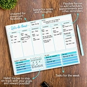 Large Weekly Planner Notepad Calendar - 52 8.5 x 11? Sheets Scheduler and Daily Habit Tracker for To Do List, Tasks and Appointments - Motivational Organizer Checklist for Productivity to Reach Goals