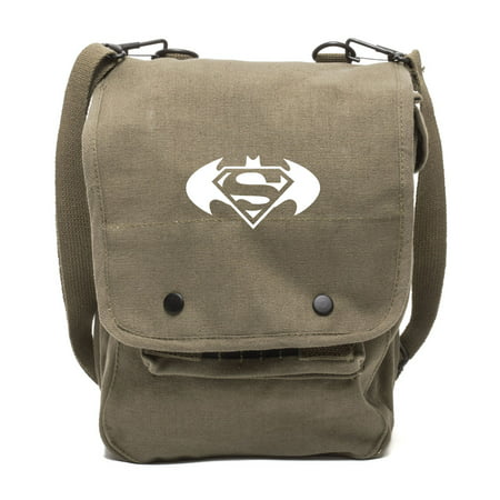 Batman Superman with Round Wings Canvas Crossbody Travel Map Bag