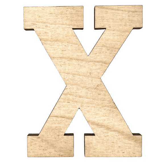 22" Tall Birch Plywood Letter X | 1/4" Thick | Krafty Supply Letters | RockTimes