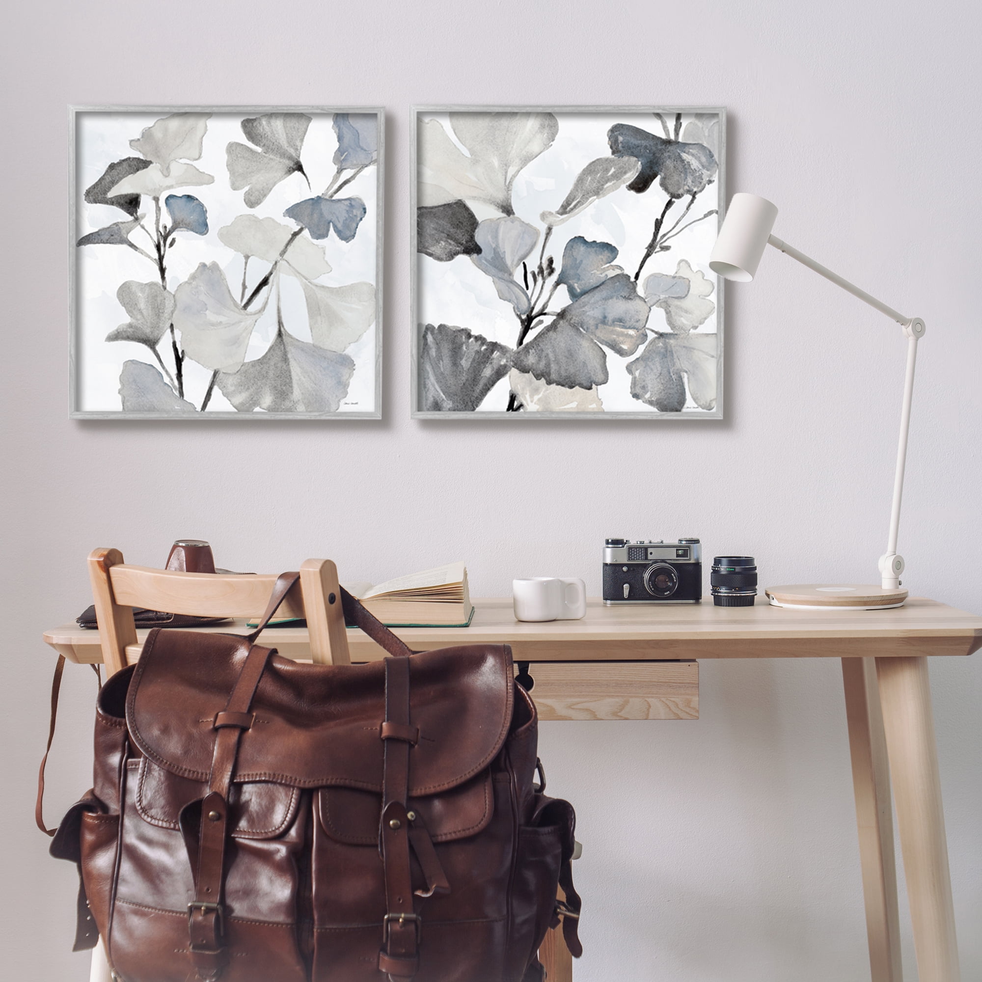 Stupell Industries Elegant Monochromatic Plant Leaves Botanical Illustration , 24 x 24, Design by Lanie Loreth