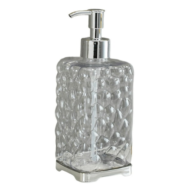 Hiroekza Hand Soap Refill Bottle 420ml Creative Round Stylish Multi-Purpose Sustainable Dispenser for Bathroom Kitchen Daily Use for Hardworking Hands Clear
