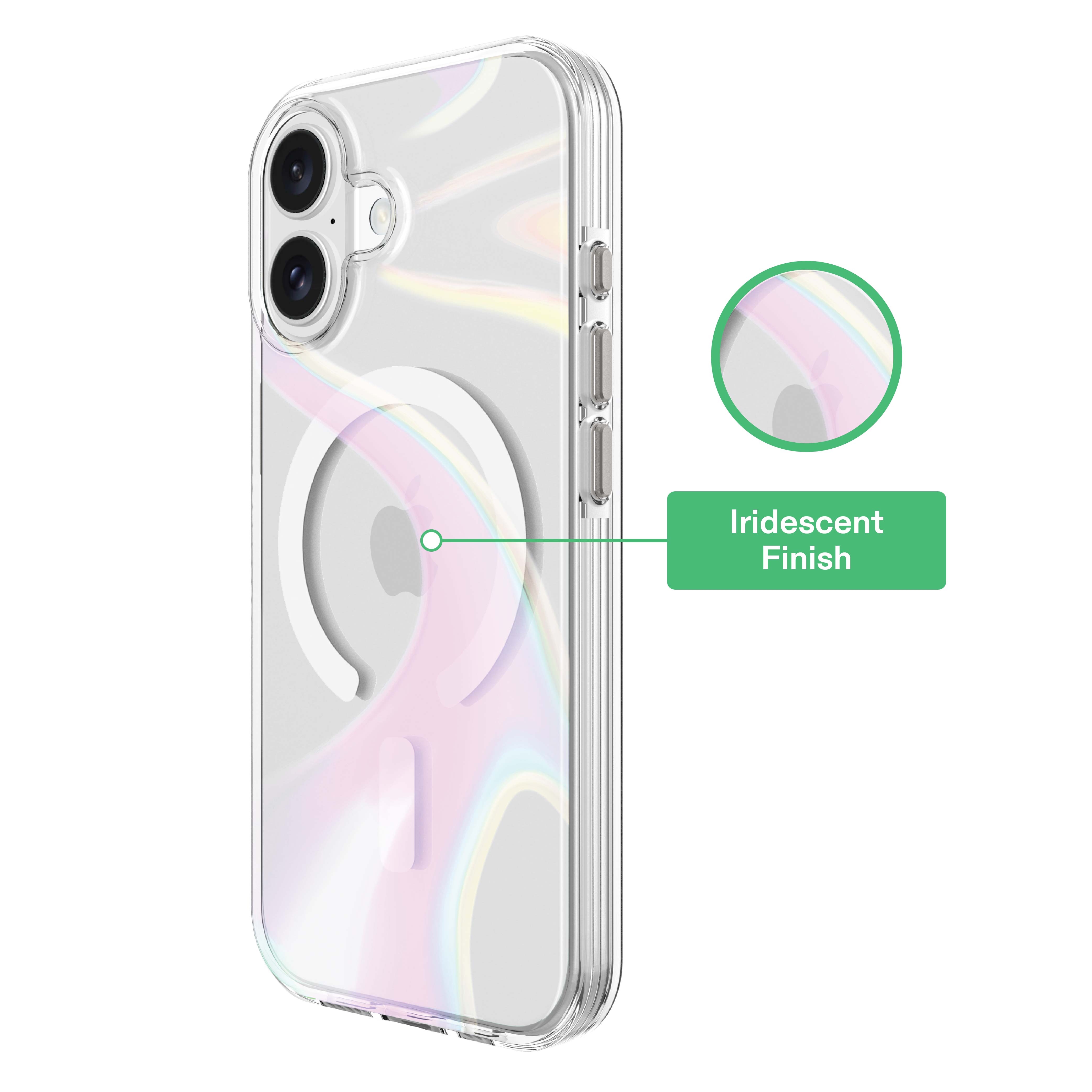 onn Phone Case for iPhone 17, MagSafe Compatible - Clear Iridescent