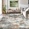 thumbnail image 2 of 10x13 Washable Rug for Living Room, Soft Abstract Non-Slip Bedroom Rug, Ultra-Thin Stain-Resistant Vintage Large Area Rug (Grey/Rust, 10'x13')., 2 of 7