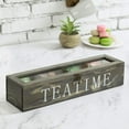 thumbnail image 3 of MyGift 4-Compartment Vintage Gray Wood Tea Bag Storage Organizer with Clear Lid, 3 of 7