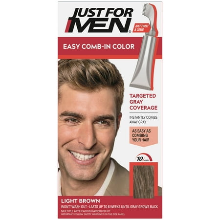 Just For Men Easy Comb-in Hair Color for Men with Applicator, Light Brown, A-25