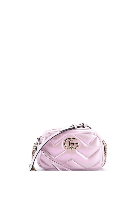 Pre-Owned GG Marmont Shoulder Bag Chevron Iridescent Leather Small By Rebag