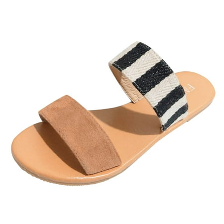 

FRSASU Women Boots Sandals Women S Monochrome Vintage Roman Plus-Size Flat Slippers Sandals Shoes