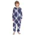 thumbnail image 2 of Blue and White Checkered Pattern One Piece Pajamas Soft Jumpsuit Cozy Sleep and Play Romper Zipper and Pockets 4T, 2 of 8